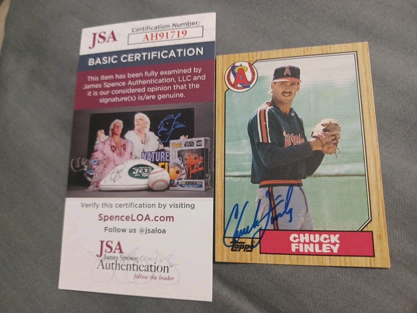 CHUCK FINLEY 1987 Topps # 446 autographed signed card ANGELS 87 JSA AUTO