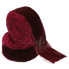 2Roll Velvet Ribbon 1-1/2"x3Yd Handmade Frayed Vintage Ribbons Dark Red