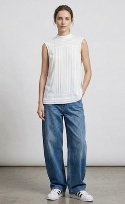 B. Young closed Zier falten top weiß gr M NEU
