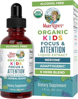 MARYRUTH'S Kids Focus & Attention Drops | USDA Organic Drops 30 Servings