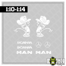 Aufkleber Set Cowboy Piss 8tlg weiss 1:10 1:14 Truck RC Modellbau Tuning