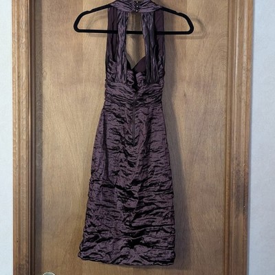 Nicole Miller Size 4 Plum Metallic Ruched Cocktail Dress Bodycon Prom  Homecoming | eBay