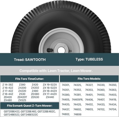 2x 4.10/3.50-4 Front Wheel ＆ Tire Assy For Toro TimeCutter Exmark