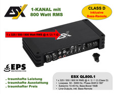 ESX QL800.1 1 Kanal Mono Digital Verstärker 800 Watt RMS mit Bass Fernbedienung