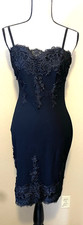 Haute Monde Black Bodycon Dress, Lace Accents, Adjustable Straps, Size L
