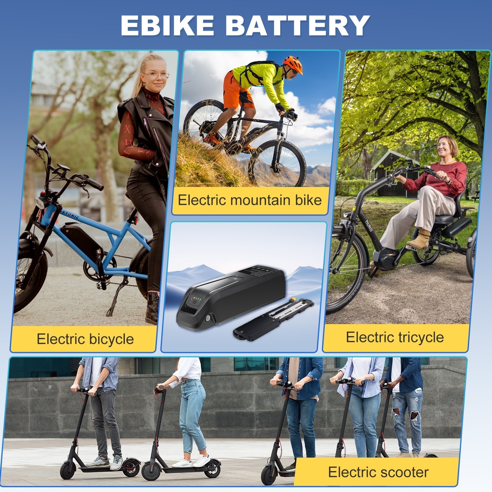 Hailong 48V Lithium Ebike Battery 48V 10Ah For 100W-1000W Electric Bicycle 5Pin
