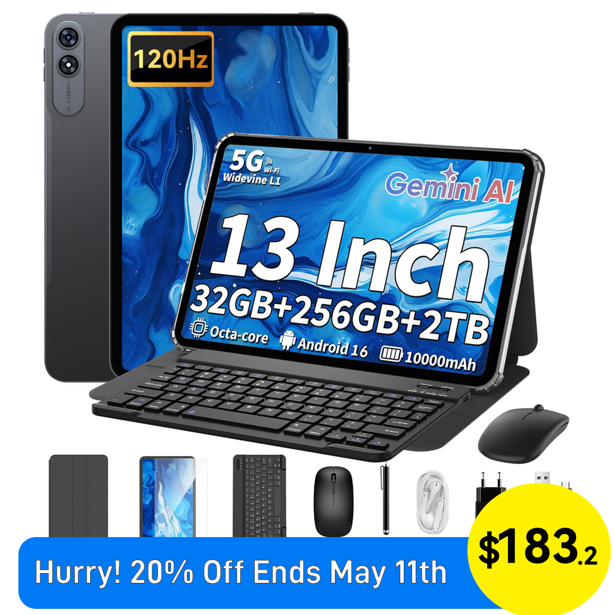 TABWEE T60 Pro Andriod 15 Tablet 13.4