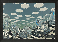 Quadro Stampa su Tela Poster Arte da Parete con Cornice Fantasia Scacchiera