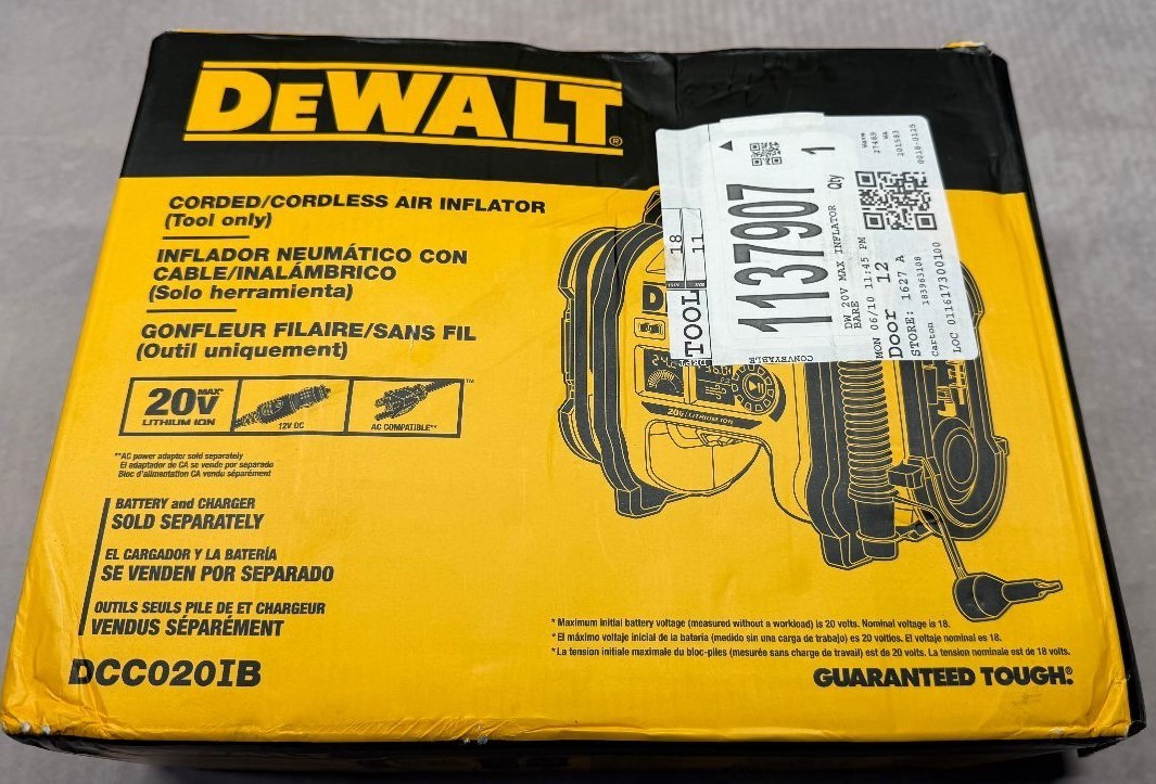 Dewalt Battery Dewalt Dcc020ib 20v Max Cordless Inflator DEWALT