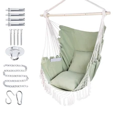 Hammock Chair Hanging Rope Swing Chair,Max 450 Lbs, Large Hanging Chair with ...