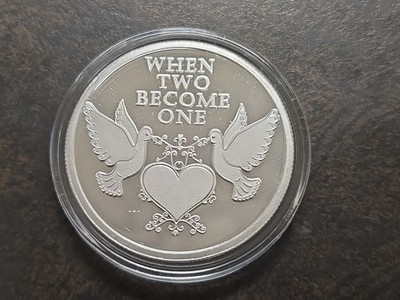 2026 When Two (2) Become One (1) Wedding Doves 1 oz .999 Fine Silver Round Coin