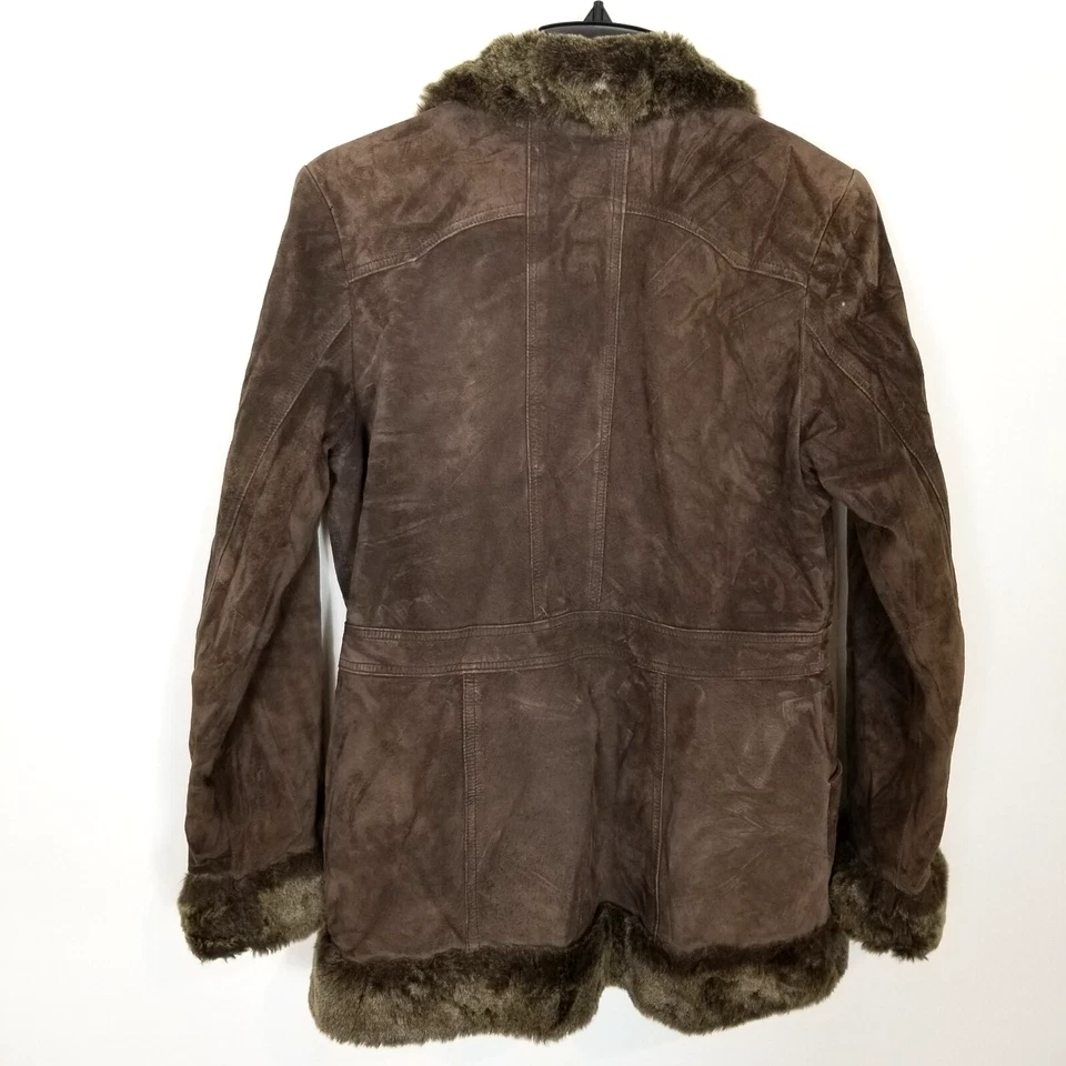 Chaqueta de Colección Gloria Vanderbilt Mujeres Gamuza Cuero Penny Lane Botón M Marrón Y2K Foto 4 de 4