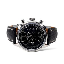 Breitling Transocean Chronograph 38 Black Dial Leather Band Steel Box Paper 2015 5