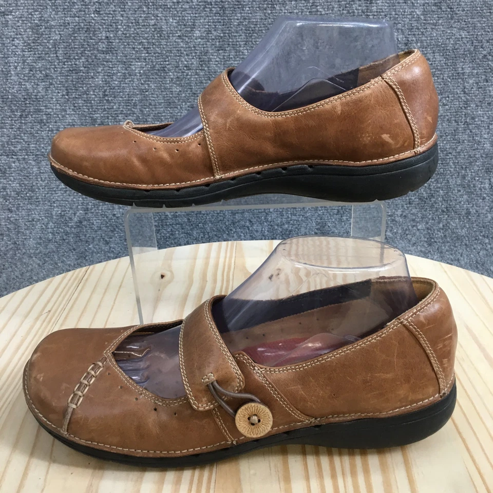 Clarks Unstructured Shoes Womens 8 M Cedar Mary Jane Brown Leather Round Toe Cas - Изображение 2 из 4