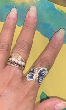 New 14K Gold Enamel Butterfly Ring  Hammered Design  Wrap Around  Sz 6 Italy