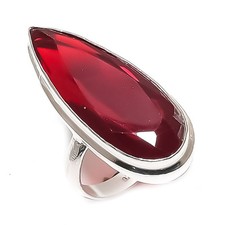 Garnet Gemstone Handmade 925 Sterling Silver Jewelry Ring Size 7 i114