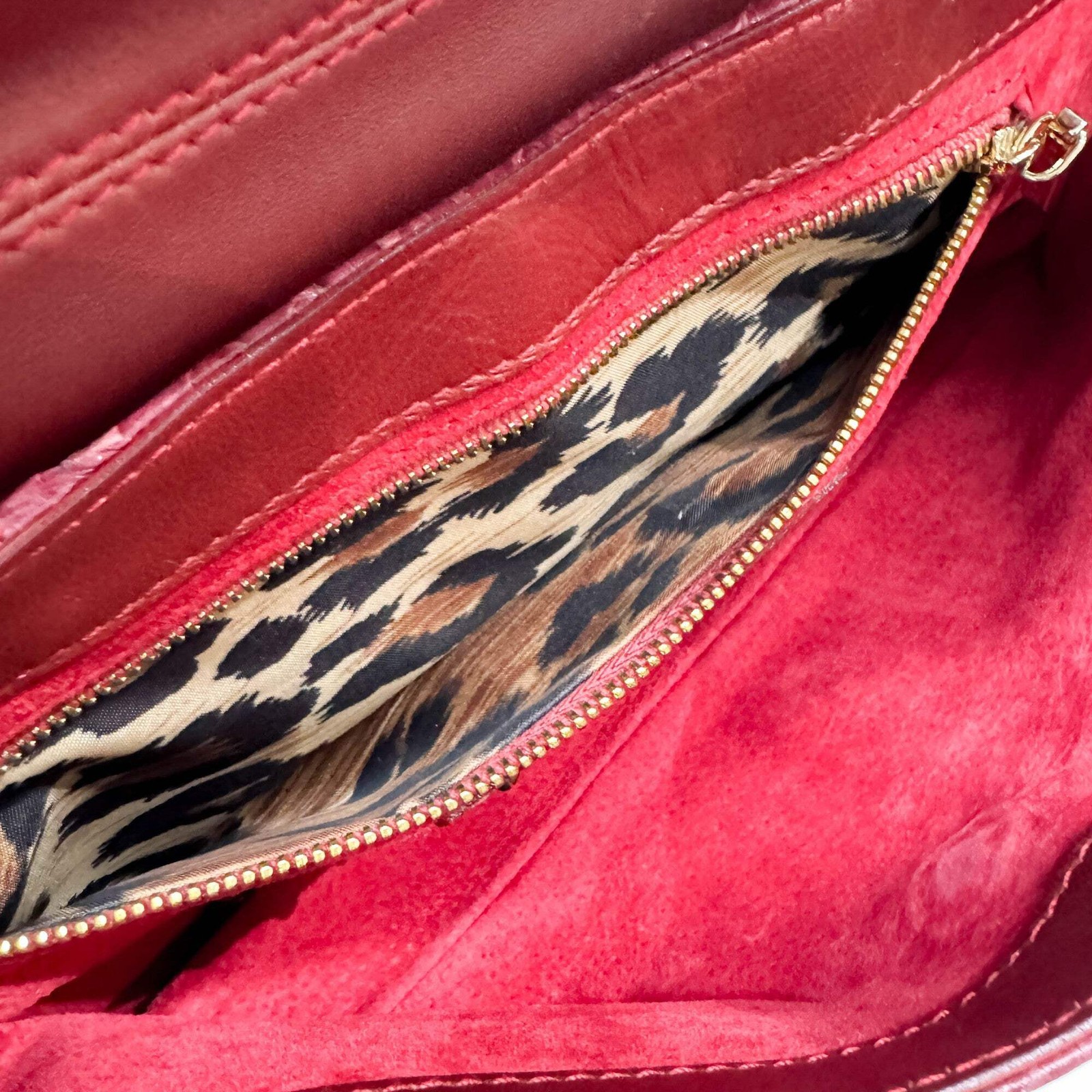 DOLCE&GABBANA Red Python Embossed Leather Shoulder Bag — image 5
