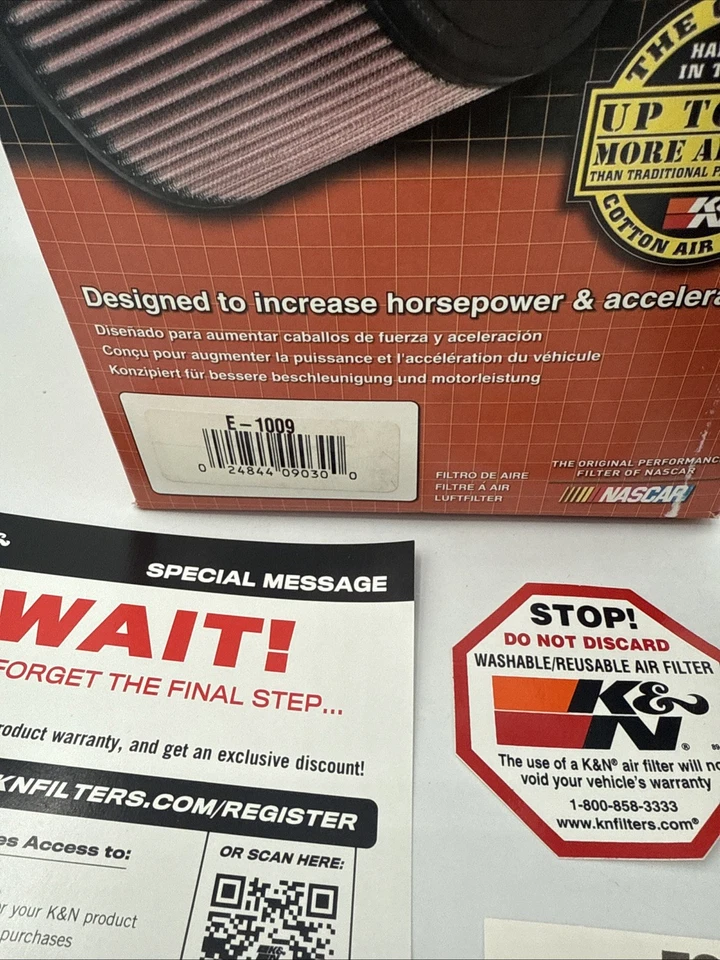 NOVO!! Filtro de ar de substituição direta de alto fluxo K&N E-1009 - Lavável e reutilizável - Imagem 2 de 2