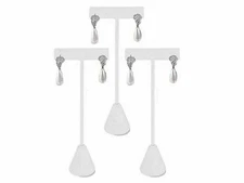 N'ice Packaging 3 White Leatherette 6.75" Earring T Stand Display, T Shape...