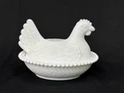 Vtg. Indiana Glass White Milk Glass Chicken Hen on Nest Covered Bowl Candy Dish