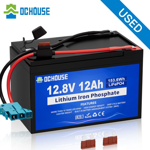 12V 12Ah LiFePO4 Battery Low Temp Cut-Off Trolling Motor Solar Camping, Used