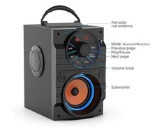 Portable Big Bluetooth Speakers with Light, Wireless with Subwoofer, FM...