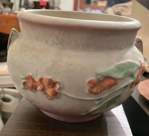 Vintage Roseville Pottery Bittersweet 1951 Gray Jardiniere Planter 800-4