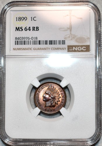 NGC MS-64 RB 1899 Indian Head Cent, Razor-Sharp, Red-Brown specimen. | eBay