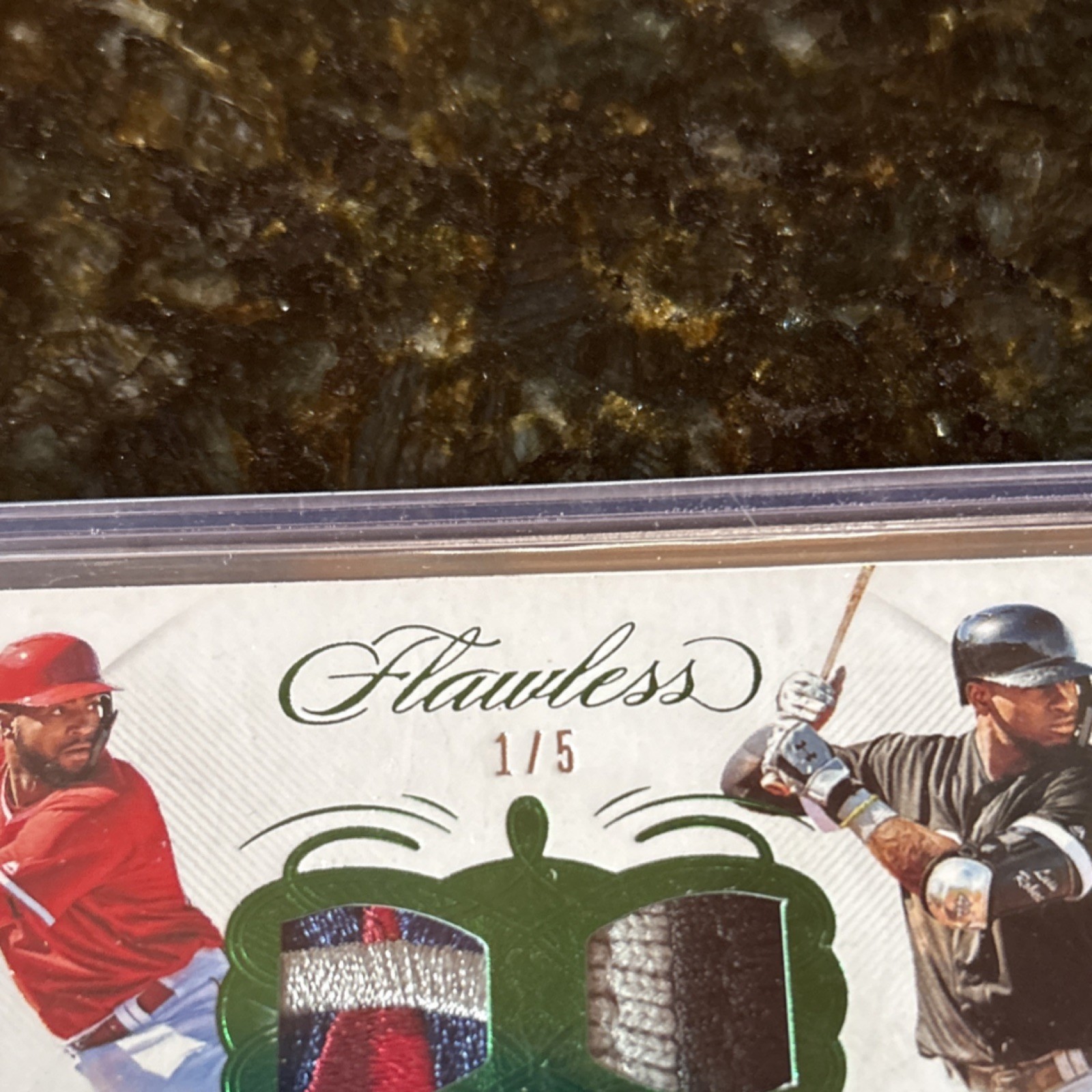 Panini 2020 Flawless Dual Signature Patches Jo Adell/Luis Robert Auto Emerald /5 view 3