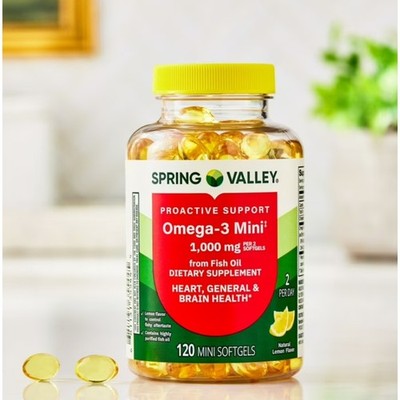 Spring Valley Support Omega-3 Mini from Fish Oil Supplement, 1000 mg, 120 Count