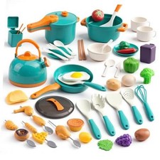 60Pcs Kids Mini Play Kitchen Accessories, Pretend Cooking Play Set with