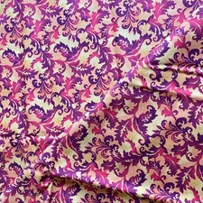 BTY Leaf Scroll Fabric Susan Winget Purple Orange Cotton Print