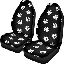 Pehede Car Seat Cover White Animal Footprints Front for Cars, Easy to Install...