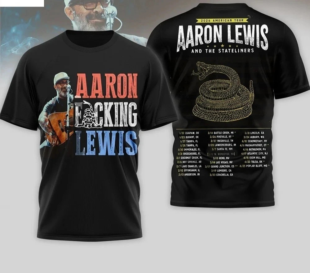 Aaron Lewis 2026 American Tour Shirt Country Music Concert Fan 3D T-Shirt 677N1
