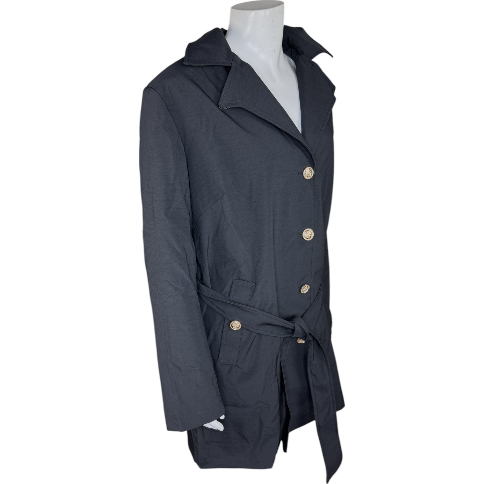 Dennis Basso Regular Water Resistant Trench Coat with Hood Black 2X Winter