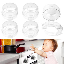 5 Pack Stove Knob Covers Baby Proof Clear Gas Safety Lock Adhesive Guard