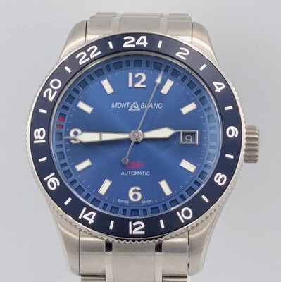 MontBlanc 1858 GMT Automatic Blue Dial 