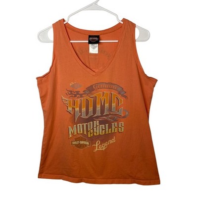 Harley-Davidson Women's XL Orange Tank Top Gainesville FL Sleeveless Made USA