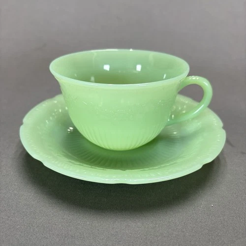 Fire King Jadeite Alice Tea Cup and Saucer Set Replacements Anchor Hocking