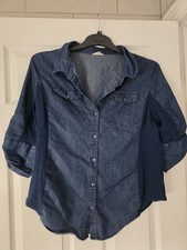 Ci Sono XL 16 Shirt Blouse Maternity Denim Look With Elastic Panels Stretch Top
