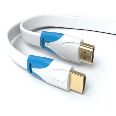 5m HDMI Kabel Flach in Weiß von JAMEGA | 4K Ultra HD 2160p 1080p | 3D ARC CEC