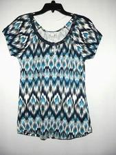 French Laundry Top  Women Adult Small Multi Color Scoop Neck Short Sleeve Ladies