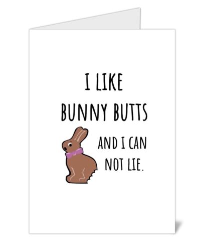 Carte de vœux de Pâques drôle avec Env - « J'aime BUNNY BUTTS & I Cannot Lie » HUMOUR - Photo 1 sur 2