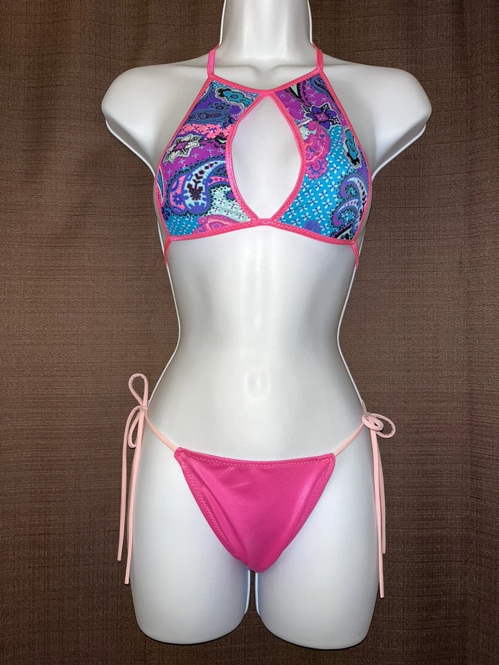 Sexy Bikini Hecho a Mano S/M Halter Top y Tanga Ajustado Foto 2 de 4