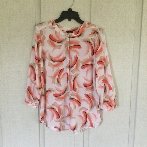 JM Collection Damen Top Print Plissee hinten Gr. M Dreiviertelarm