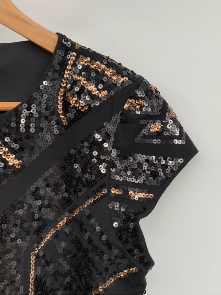 Express亮片连衣裙短袖女式中号黑色 Swiftie 正式派对 — 第 3/4 张图片