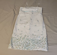 Ann Taylor White Dress Sz 10 Womans White Blue Green Flowers Sleeveless Empire