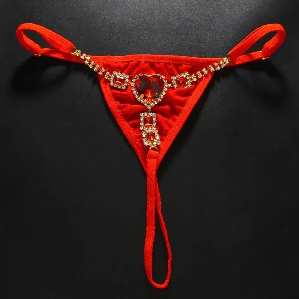 Mini Micro Slip String C String Tanga Thong Unterwäsche Schmuck Dessous Strass - Bild 4 von 4