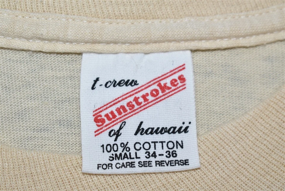 винтажный 70-х MAUI WOWIE WEED HAWAII POLY TEES PAKALOLO KONA золотой SUNSTROKES футболка S - Изображение 4 из 4