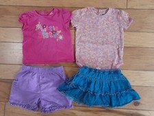 Baby Girl 18 Months Lot Of 4 Short Sleeve Shirts, Shorts,  Skirt